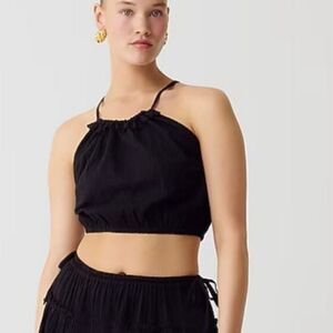 NWT J. Crew 2024 Black Halter Top in Airy Gauze Size S